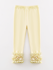 Beige Milk Silk Ruffled Solid Icing Legging