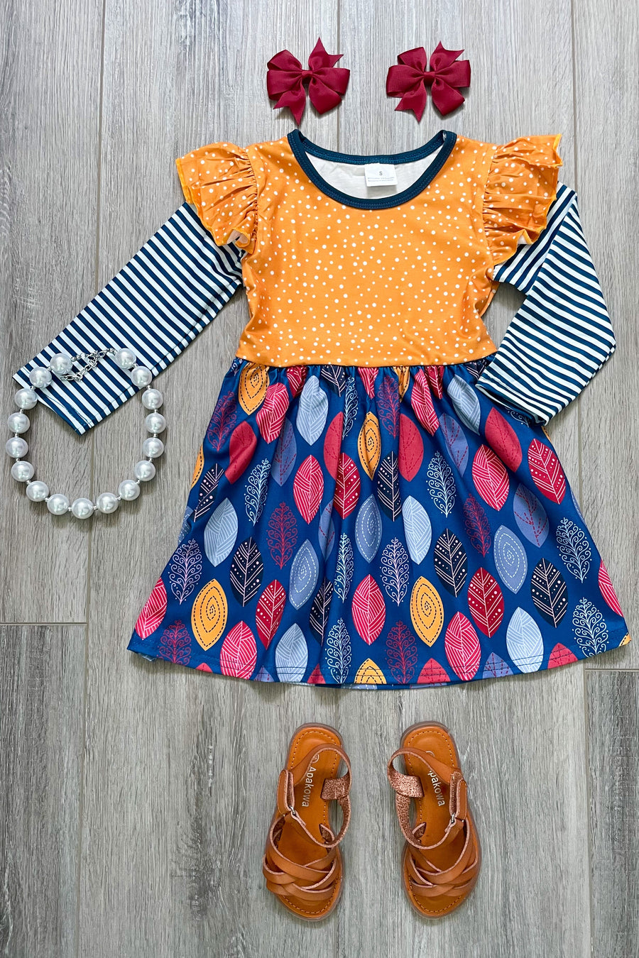 "Bria" Fall Feather Boutique Dress - Rylee Faith Designs