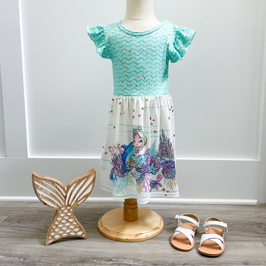 Mermaid Waves Boutique Dress - Rylee Faith Designs