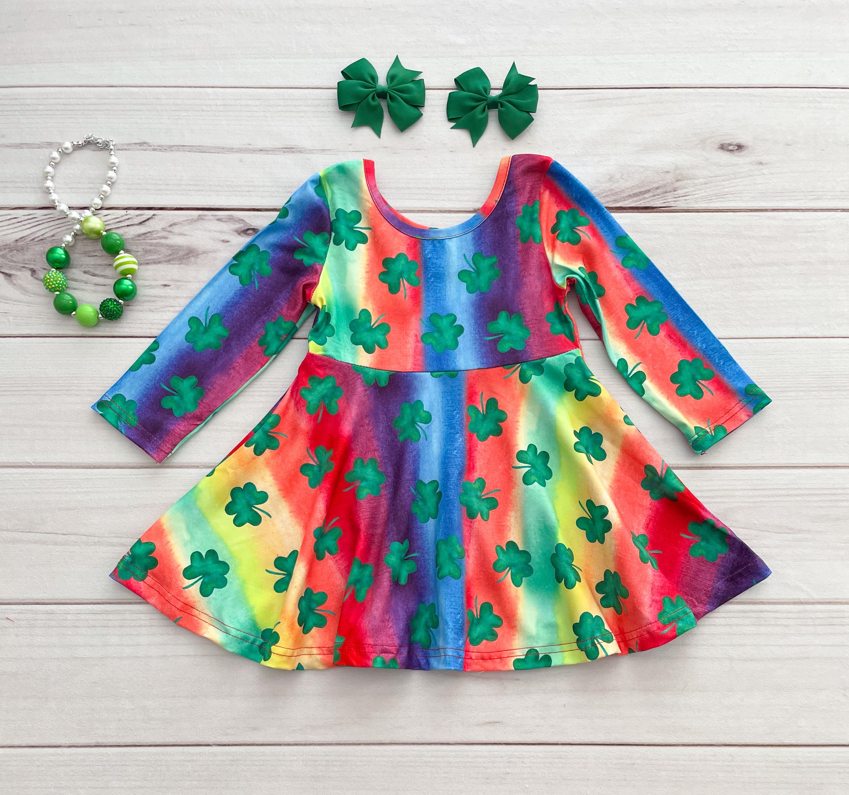 Shamrock St. Patrick Green Twirly Dress