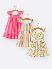 Girls Lemon Stripe Dress 3-piece Set