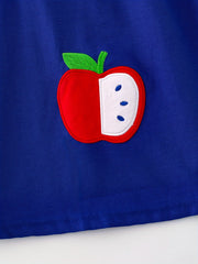 Back to School Girls Apple Applique Sleeveless Dress