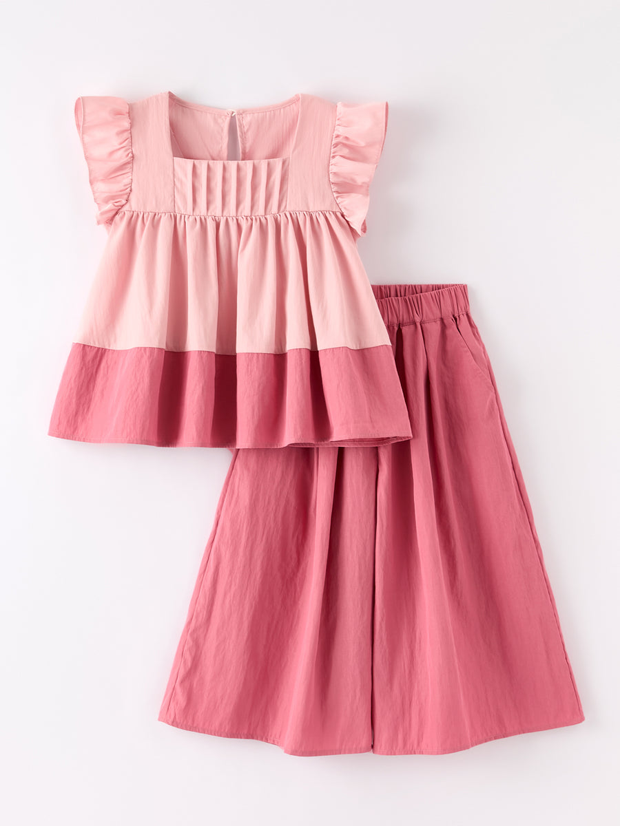 (Pre-order)Pink Girls Sleeveless Set