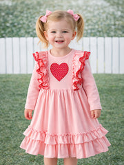 Valentine’s Day Sweetheart Pink Ruffle Girls Dress