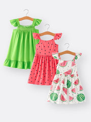 Summer Girls Watermelon Polka Dot Dress 3-piece Set