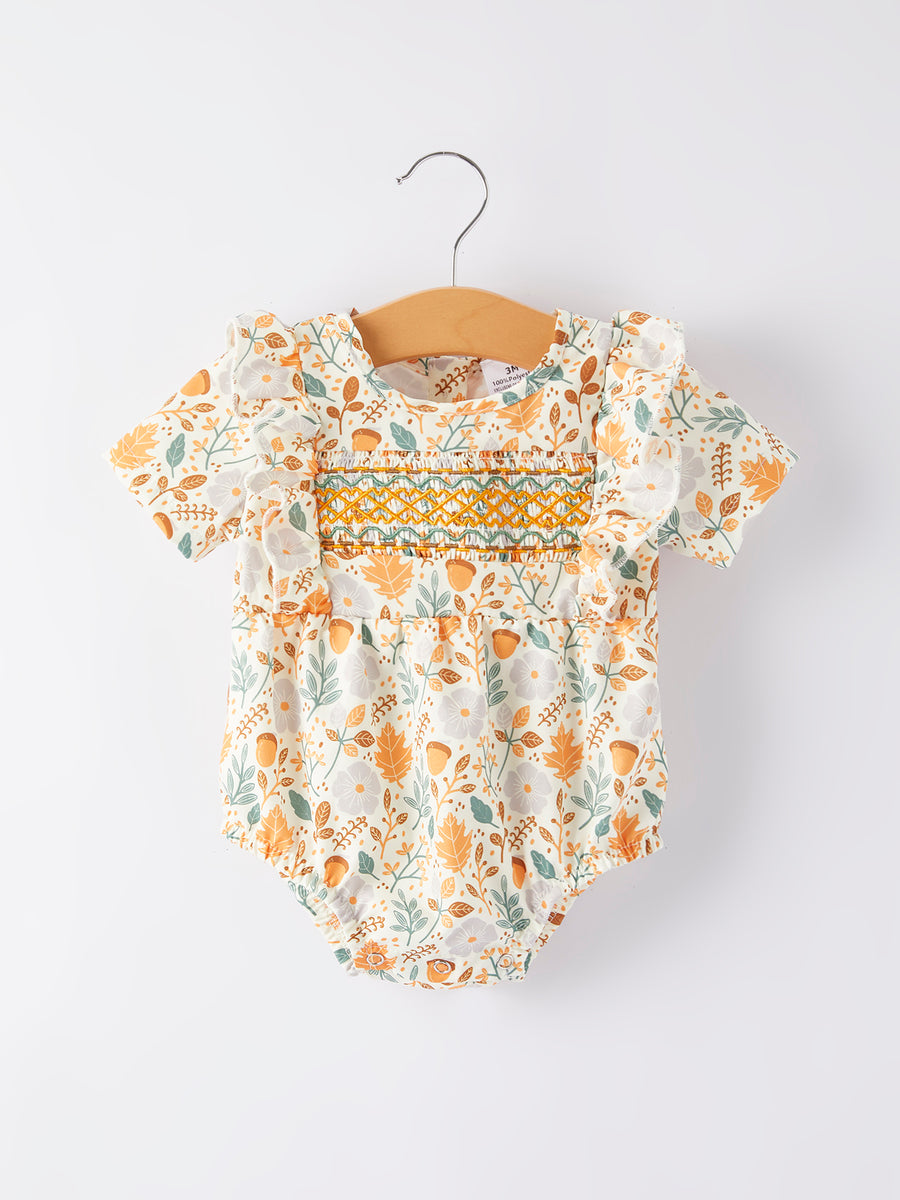 Girls Floral Print Romper