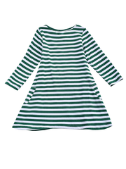 Western Autumn Winter Girls' Striped Bull Head Applique Long-Sleeved Dress