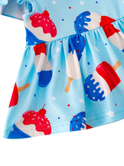 Independence Day Baby Girl Ice Cream Plaid Print Set