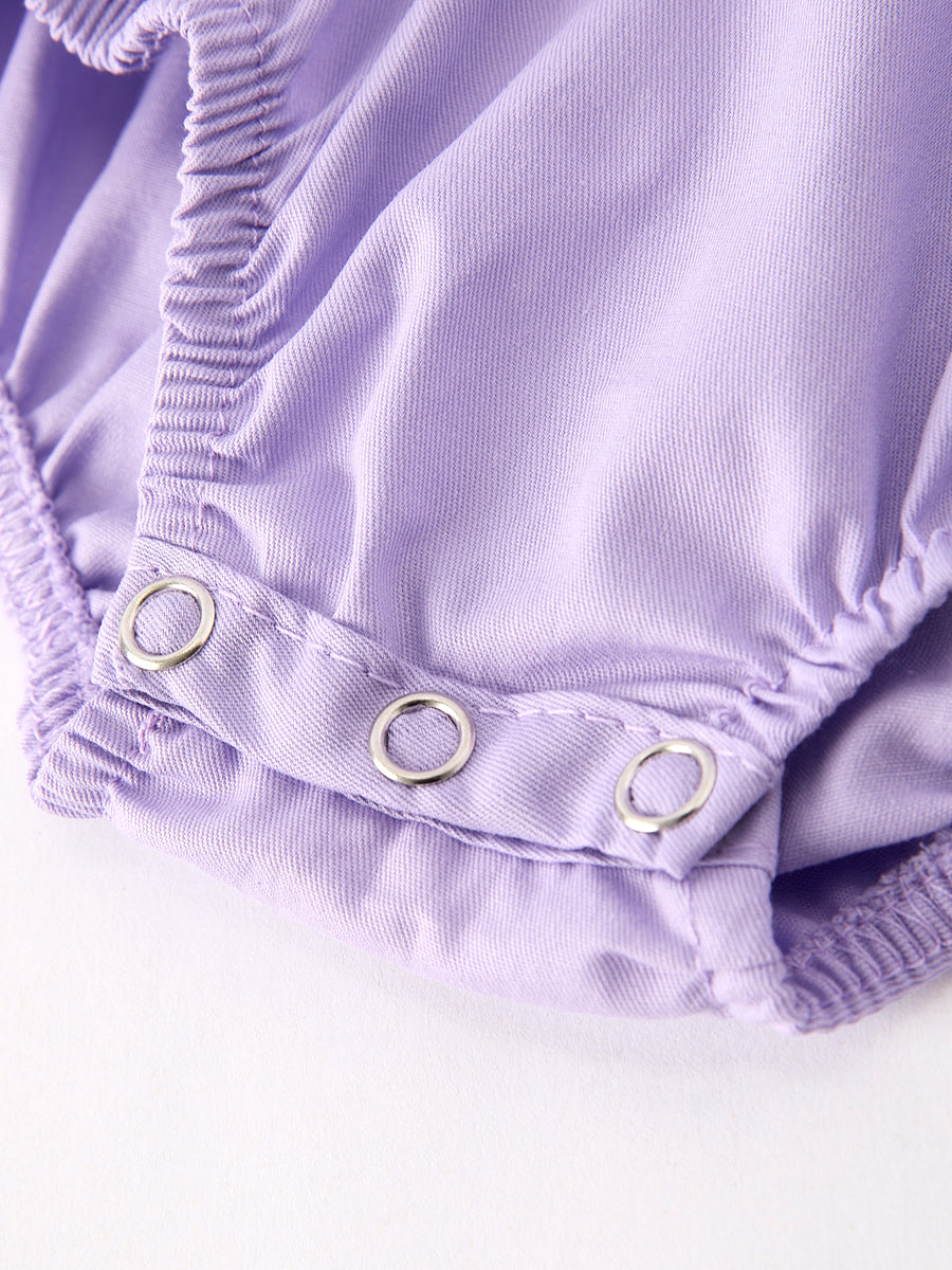 Girls Butterfly Smocking Embroidered Purple Romper