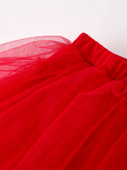 Summer Red Girls' Tulle Skirt