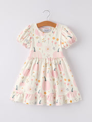 Halloween Cute Pumpkin Print Girls Dress