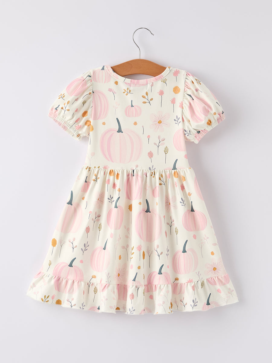 Halloween Cute Pumpkin Print Girls Dress