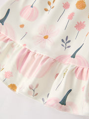 Halloween Cute Pumpkin Print Girls Dress