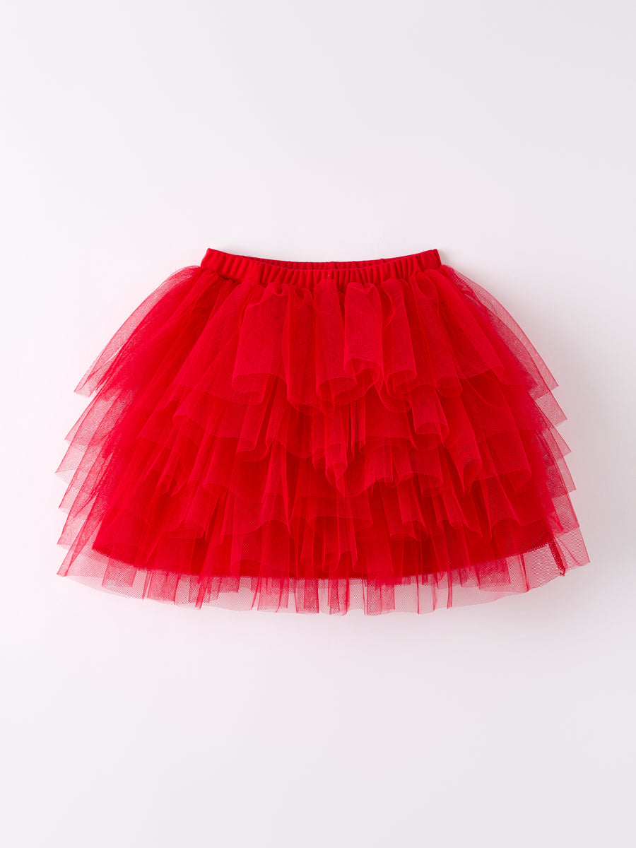 Summer Red Girls' Tulle Skirt