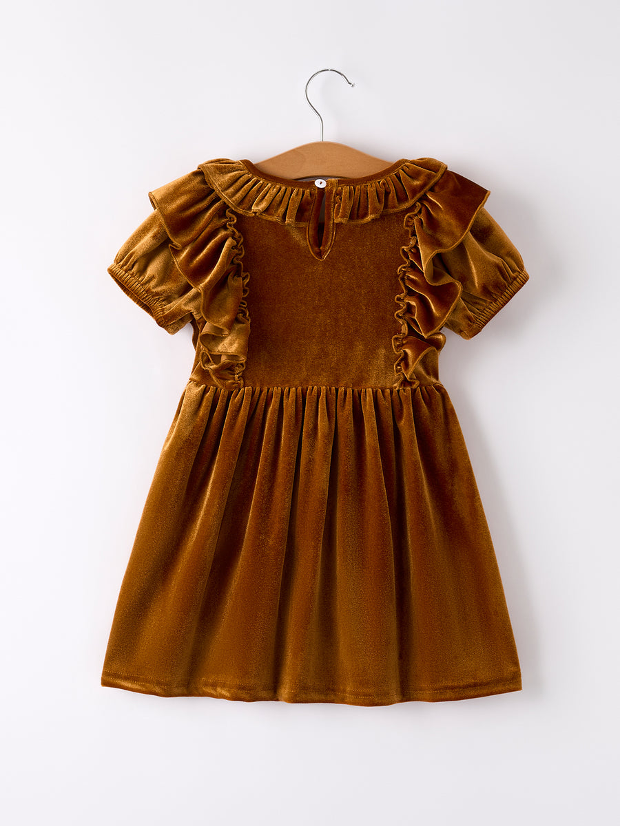 Autumn Velvet Girls Dress-Multiple colors available 4 / Brown