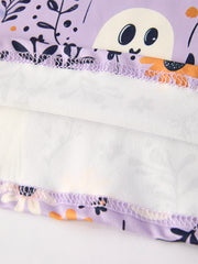 PREORDER Halloween Ghost Floral Print Purple Ruffled Girls Pajamas