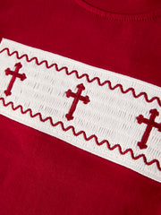 Red Plaid Smocked Church Christ Bishop Christening Boys'Set