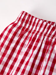 Red Plaid Smocked Church Christ Bishop Christening Boys'Set
