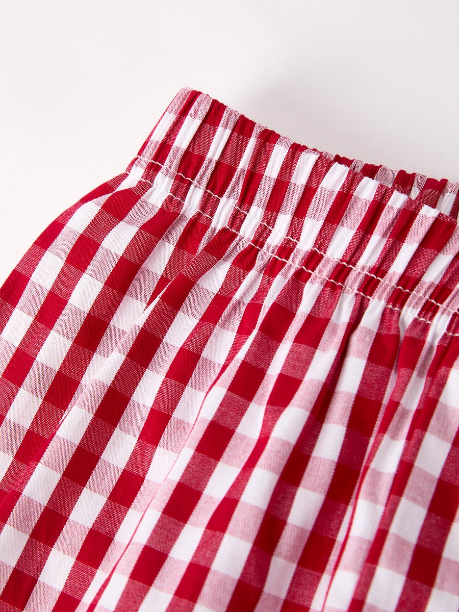 Red Plaid Smocked Church Christ Bishop Christening Boys'Set