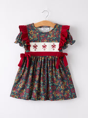 Vintage Floral Smocked Church Christ Bishop Christening Girl Dress