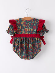 Vintage Floral Smocked Church Christ Bishop Christening Baby Girl Romper