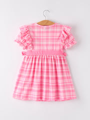 Pink Plaid Smocked Church Christ Bishop Christening Dress