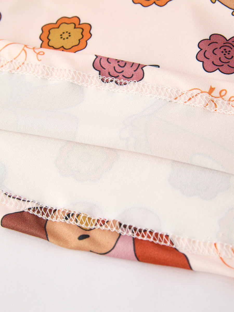 Thanksgiving Cute Turkey And Pie Print Design Girls Dress
