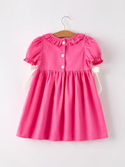 Pink Smocked Church Christ Bishop Christening Bow Girl Dress
