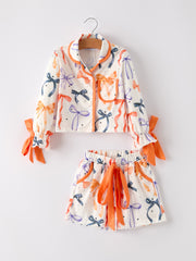 Halloween Mommy and Me Bow Print Pajama Set