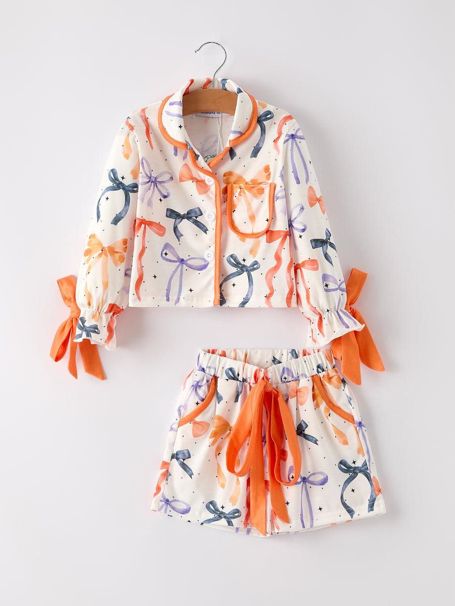 Halloween Mommy and Me Bow Print Pajama Set
