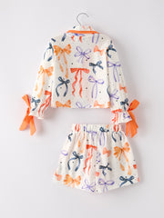 Halloween Mommy and Me Bow Print Pajama Set