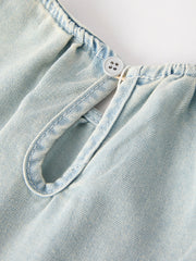 Summer Light Color Denim Lace Girls Set