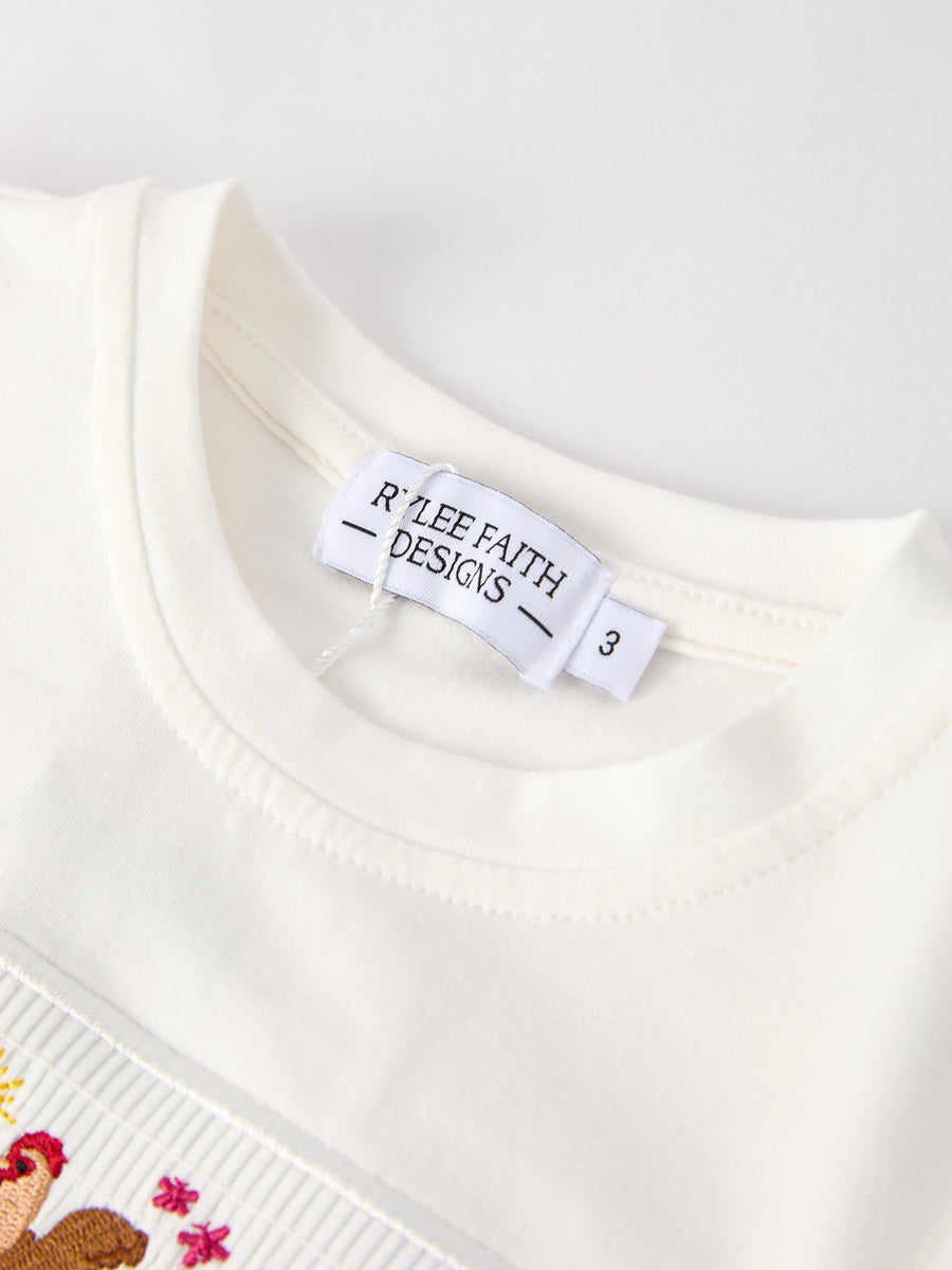 Autumn Rooster Smock Embroidered Boys Boys'Set