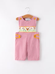 Autumn Rooster Smock Embroidered Boys Romper