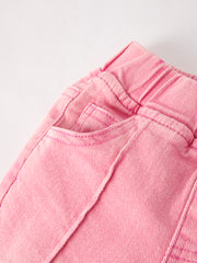 Pink Flared Elastic Jeans