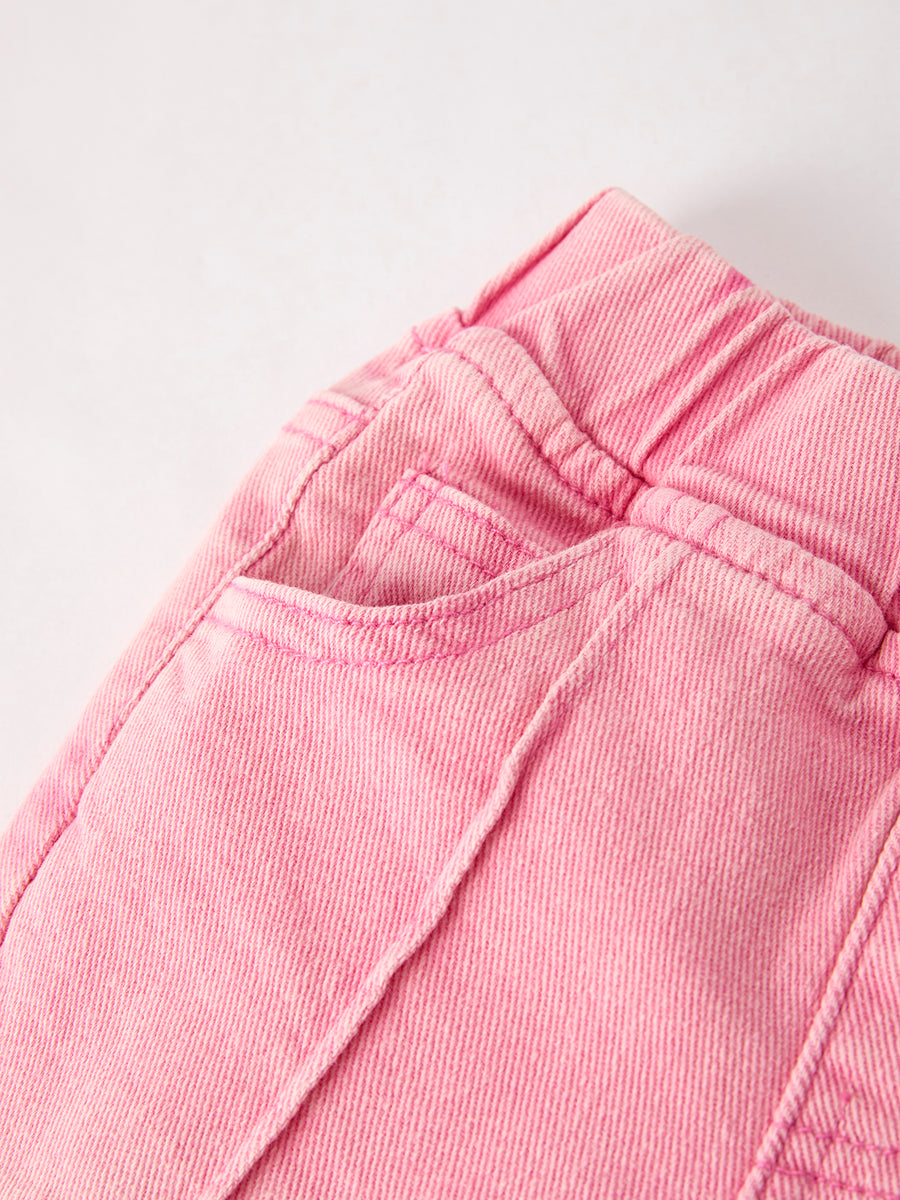 Pink Flared Elastic Jeans