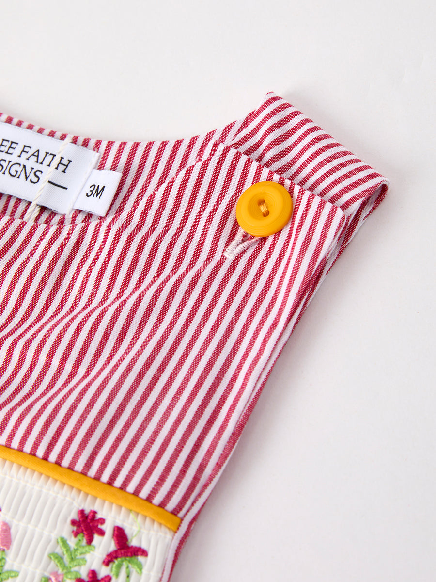 Autumn Rooster Smock Embroidered Boys Romper