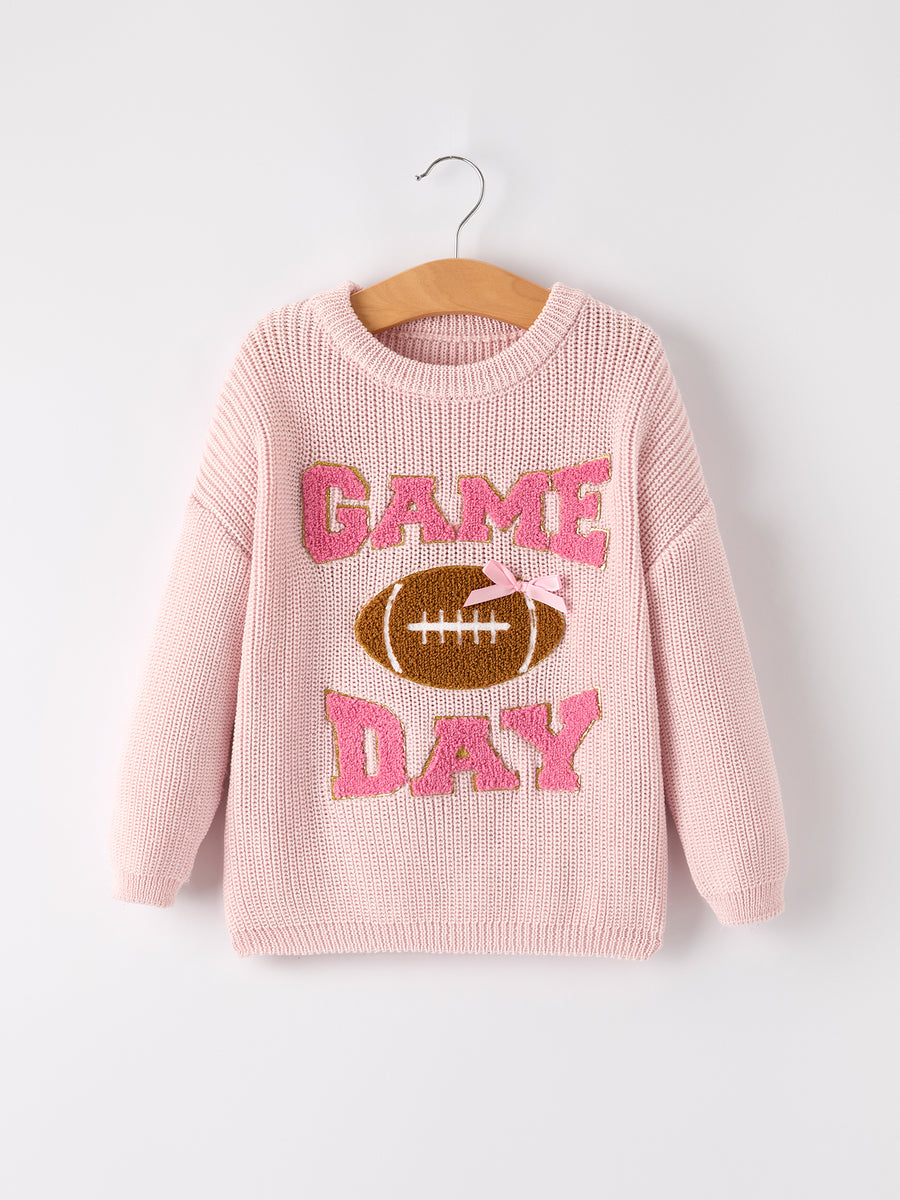 “GAME DAY” Football Light Pink Pullover Sweater