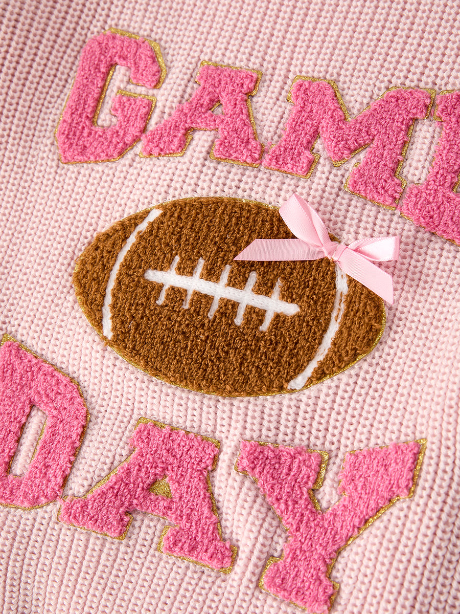 “GAME DAY” Football Light Pink Pullover Sweater