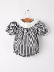 Halloween Striped "Trick Or Treat" Smock Embroidered Baby Girl Romper