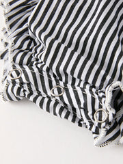 Halloween Striped "Trick Or Treat" Smock Embroidered Baby Girl Romper