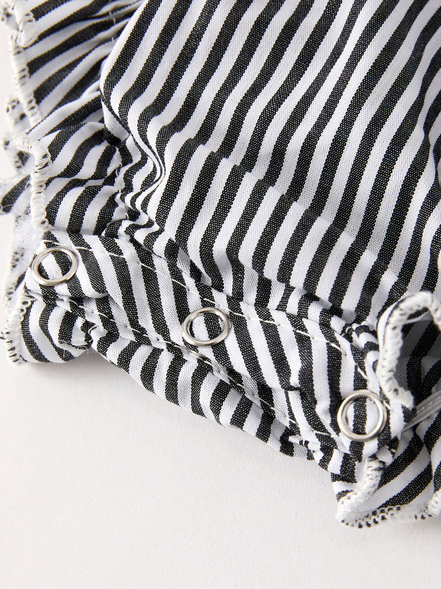 Halloween Striped "Trick Or Treat" Smock Embroidered Baby Girl Romper