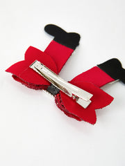 Christmas Red Sequined Zirconia Bow Hairpin