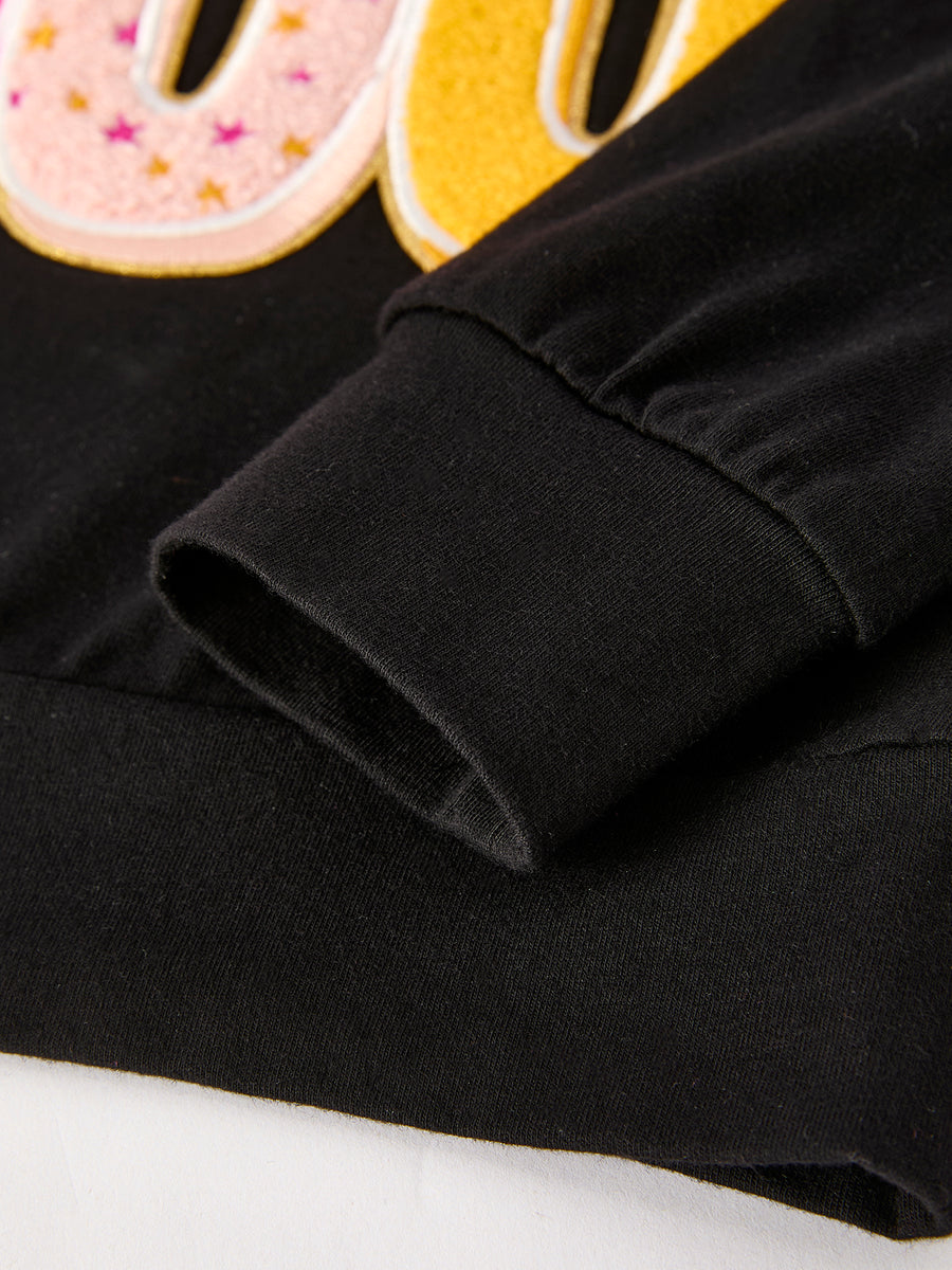 Fall Halloween & Thanksgiving “BOO” Chenille Patches Girls Long Sleeve Set