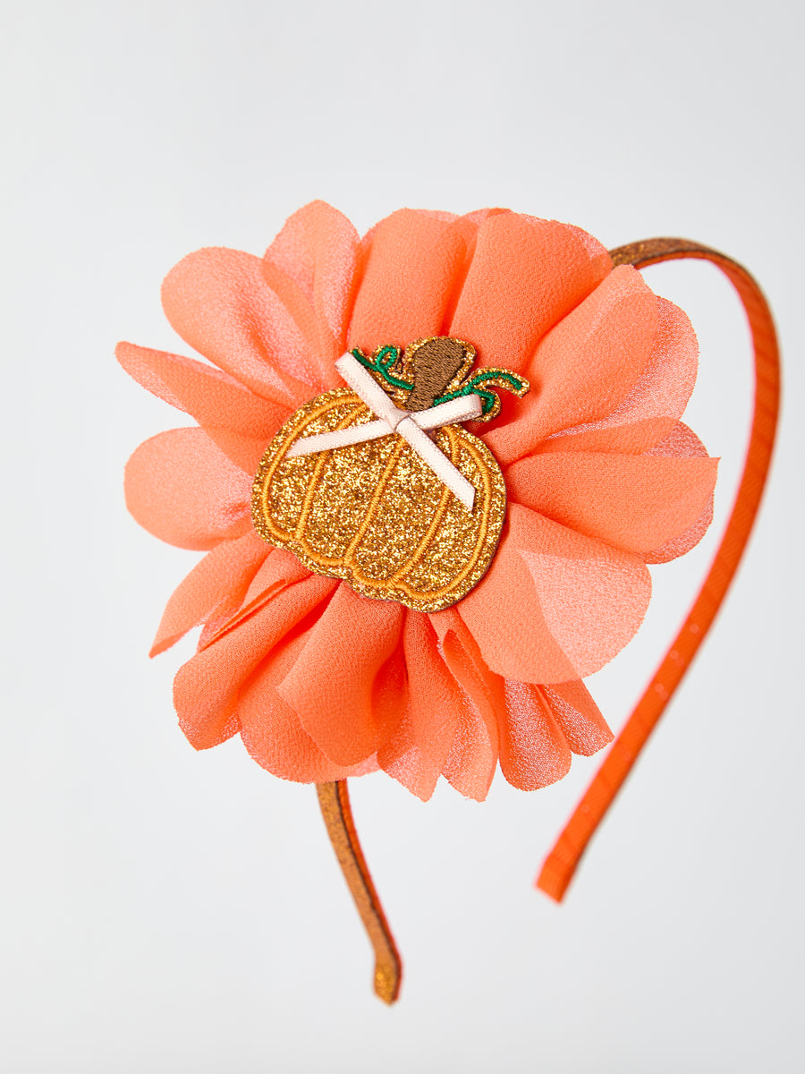 Halloween Pumpkin Floral Girls Headband