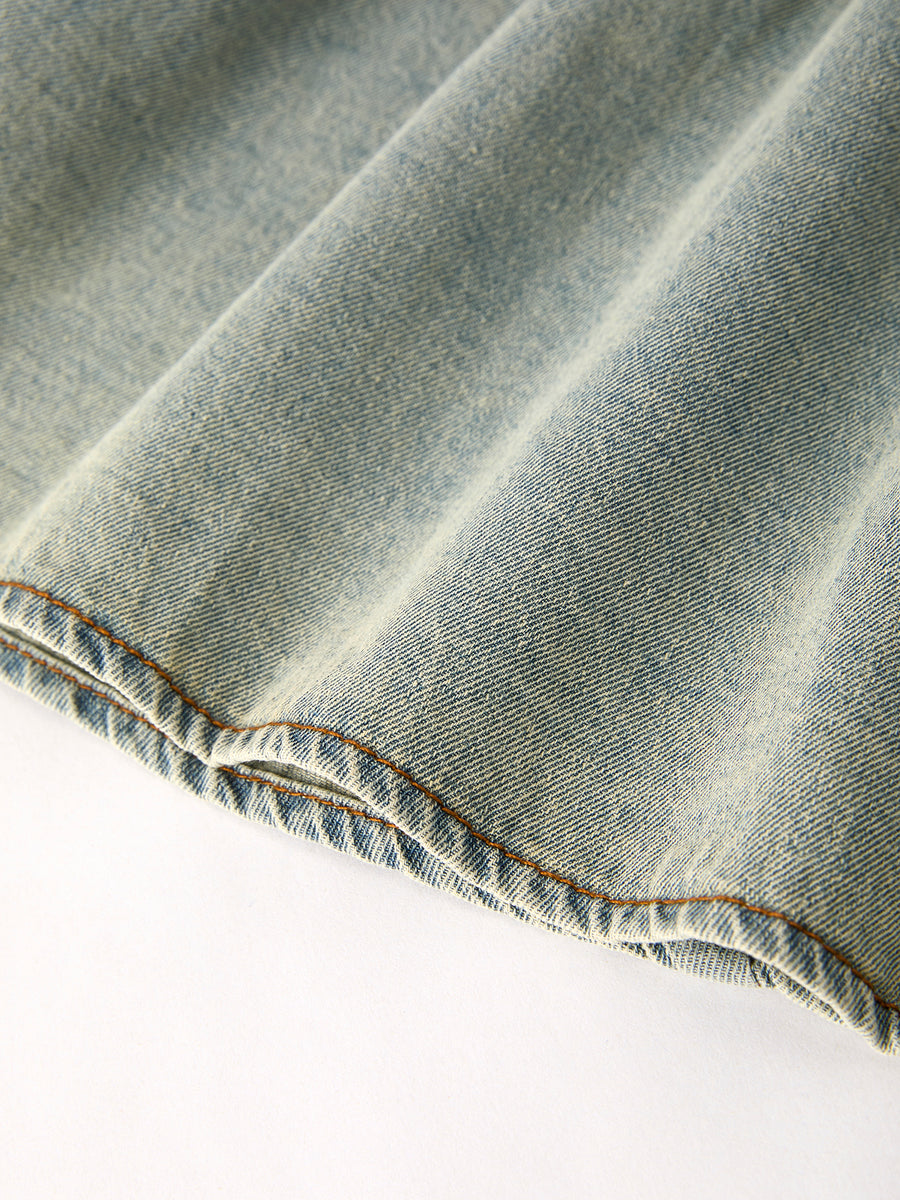 Summer Girls Embroidered Denim Sleeveless Dress