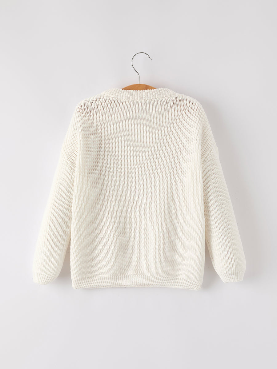 Winter Christmas Girls Bow Sequins Pullover Sweater