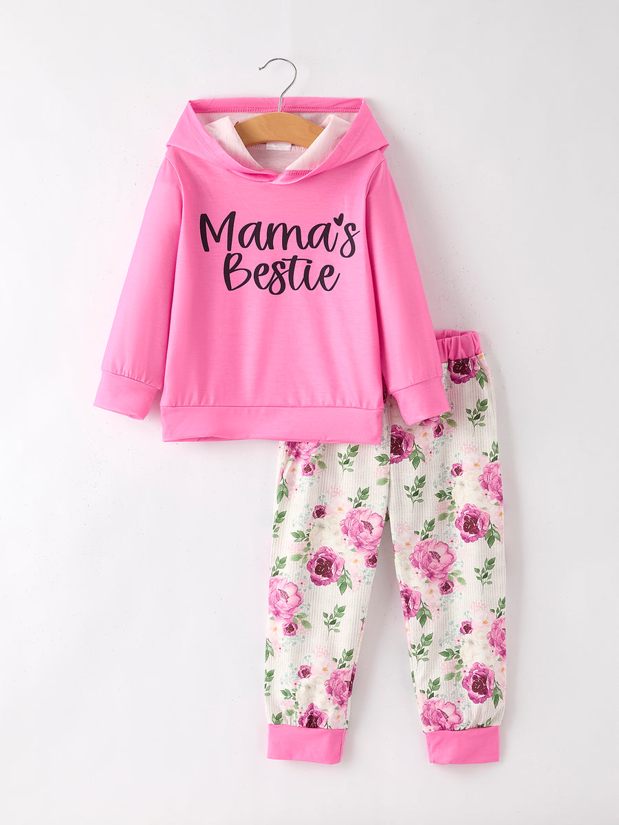 Butterfly Wild Letter Leopard Hooded Sweatshirt Trousers 6 Pieces Set
