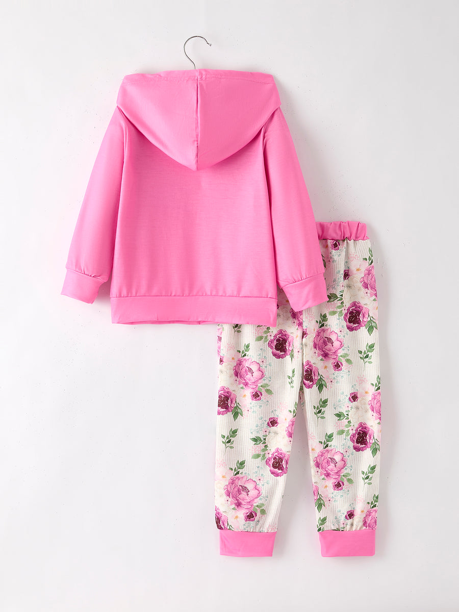 Butterfly Wild Letter Leopard Hooded Sweatshirt Trousers 6 Pieces Set