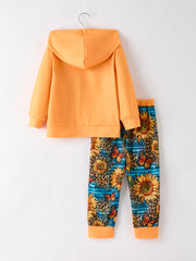 Butterfly Wild Letter Leopard Hooded Sweatshirt Trousers 6 Pieces Set